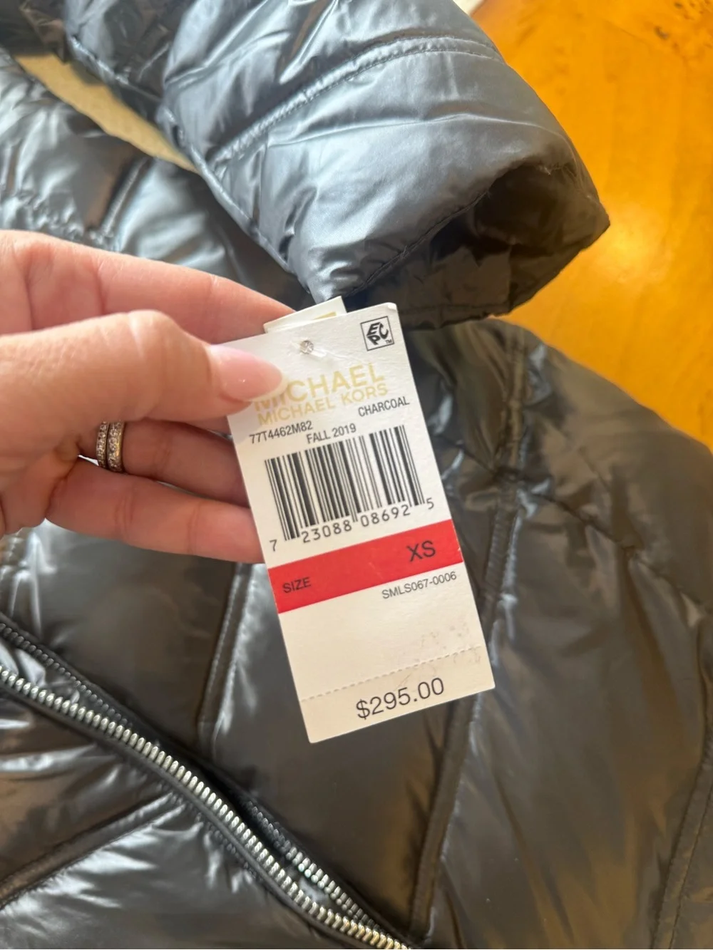 Michael Kors Charcoal Long Quilted Puffer Coat with Faux Fur Hood Nordstrom